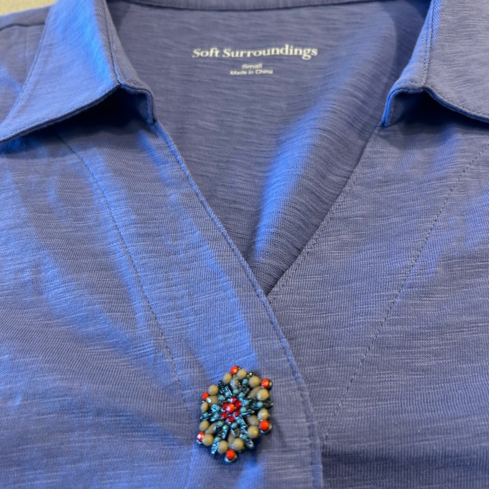 Soft Surroundings Sleeveless Purple Tunic with Unique Buttons